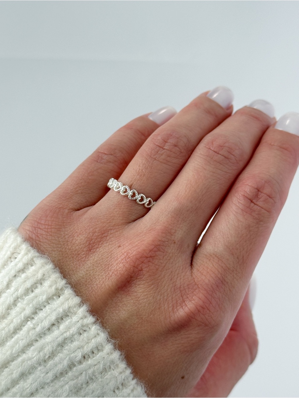 925 Sterling Silver Eternity Band Ring - Sparkling Silver - size 7.5
